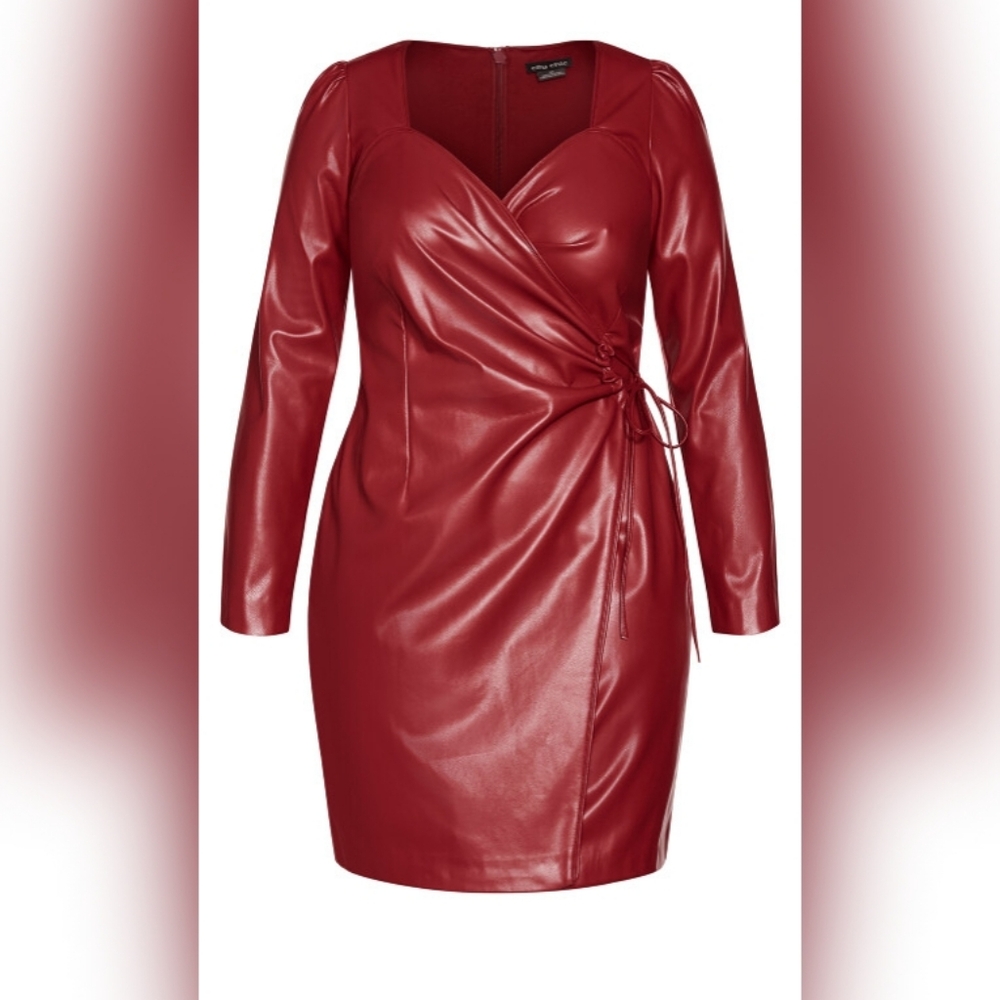 City Chic Faux Leather Dress Size M 18